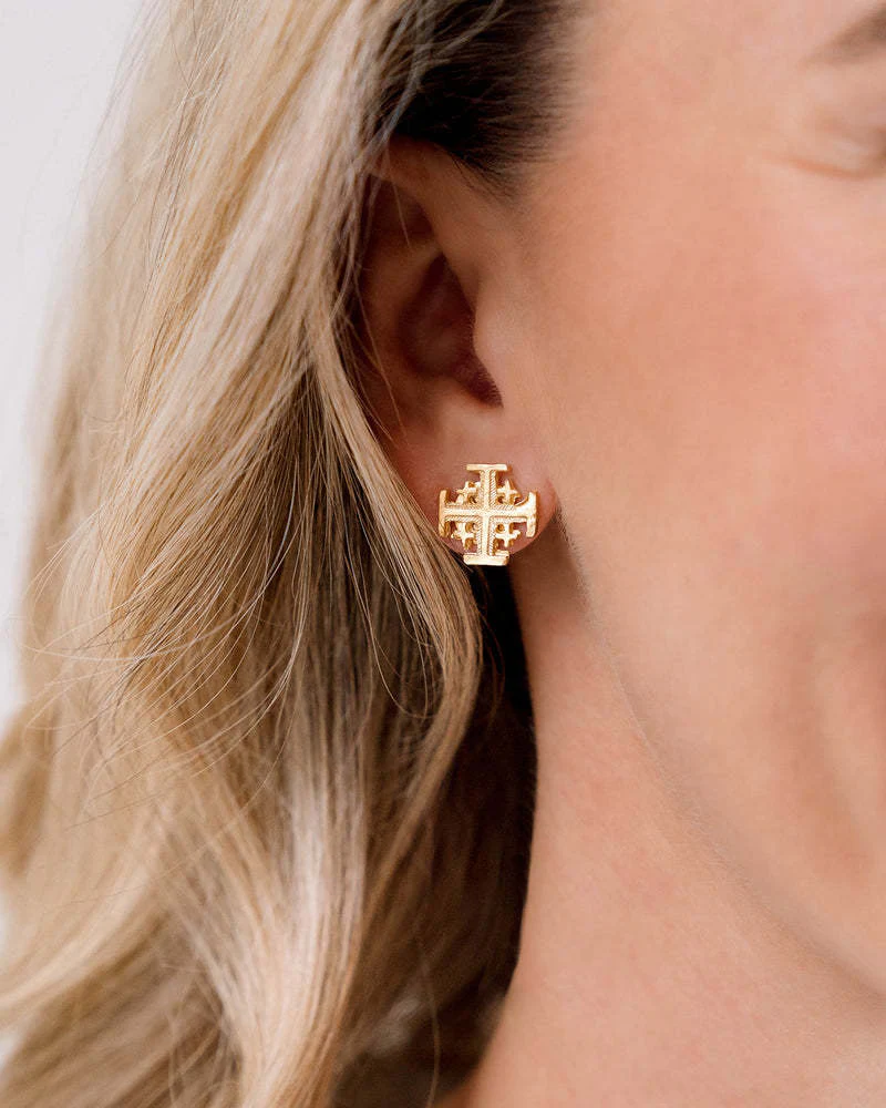 Gold Multi Cross Stud Earring - Image 2