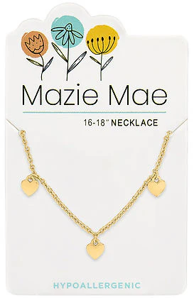 Gold Multi Dangle Heart Mazie Mae Necklace