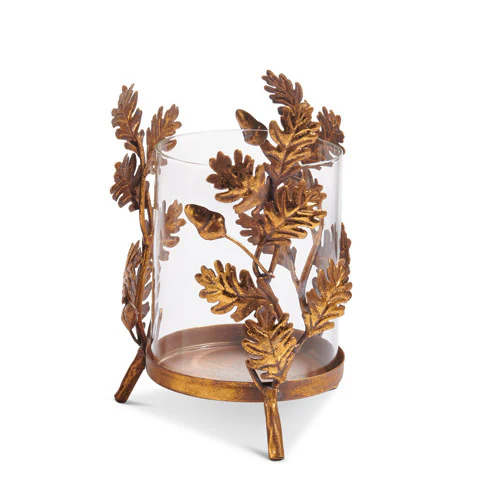 Gold Oak Leaf Base with Glass Insert - Image 2