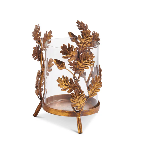 Gold Oak Leaf Base with Glass Insert - Image 4