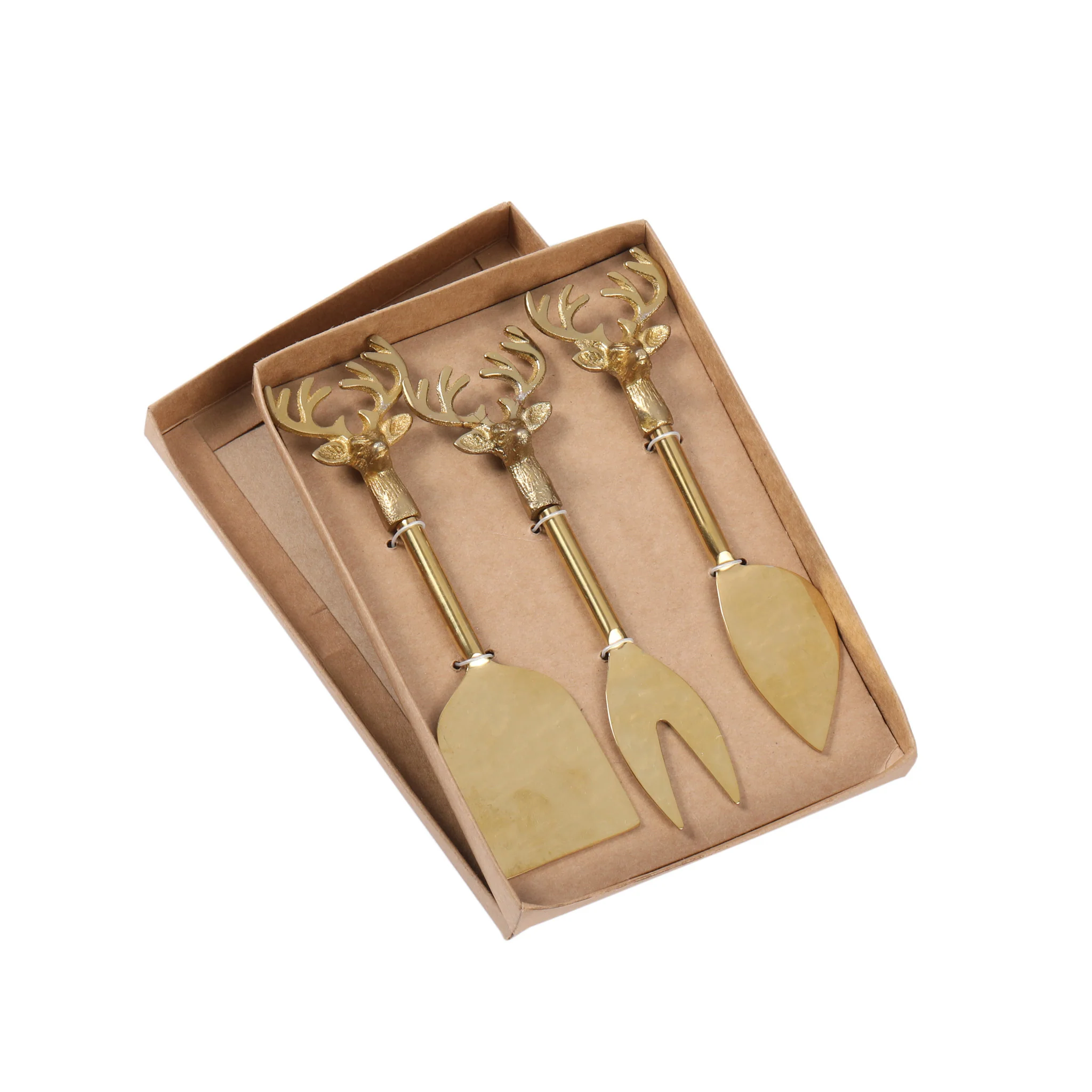 Gold Reindeer Cheese Servers - Sold as Set