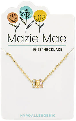 Gold Trio CZ Wheel Charm Mazie Mae Necklace