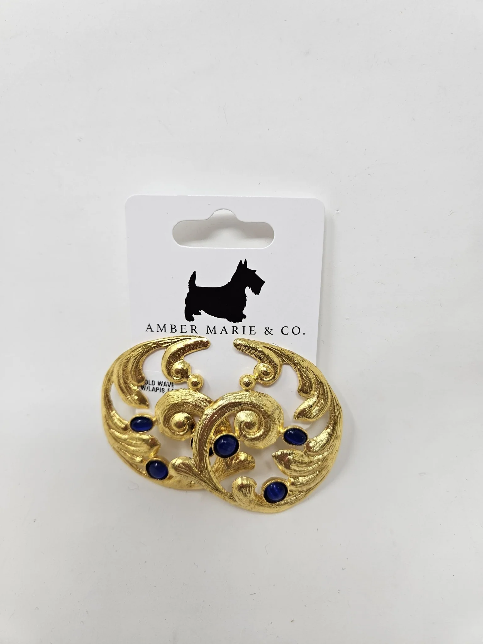 GOLD WAVE W/LAPIS EARRING