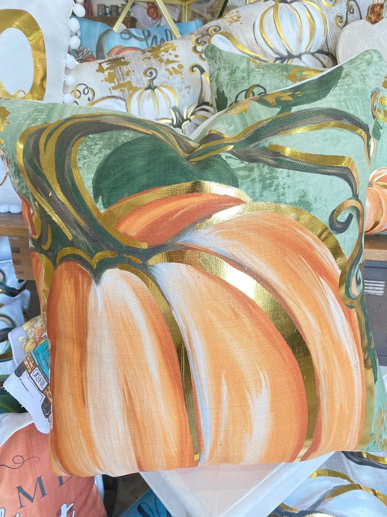Golden Orange Pumpkin Pillow