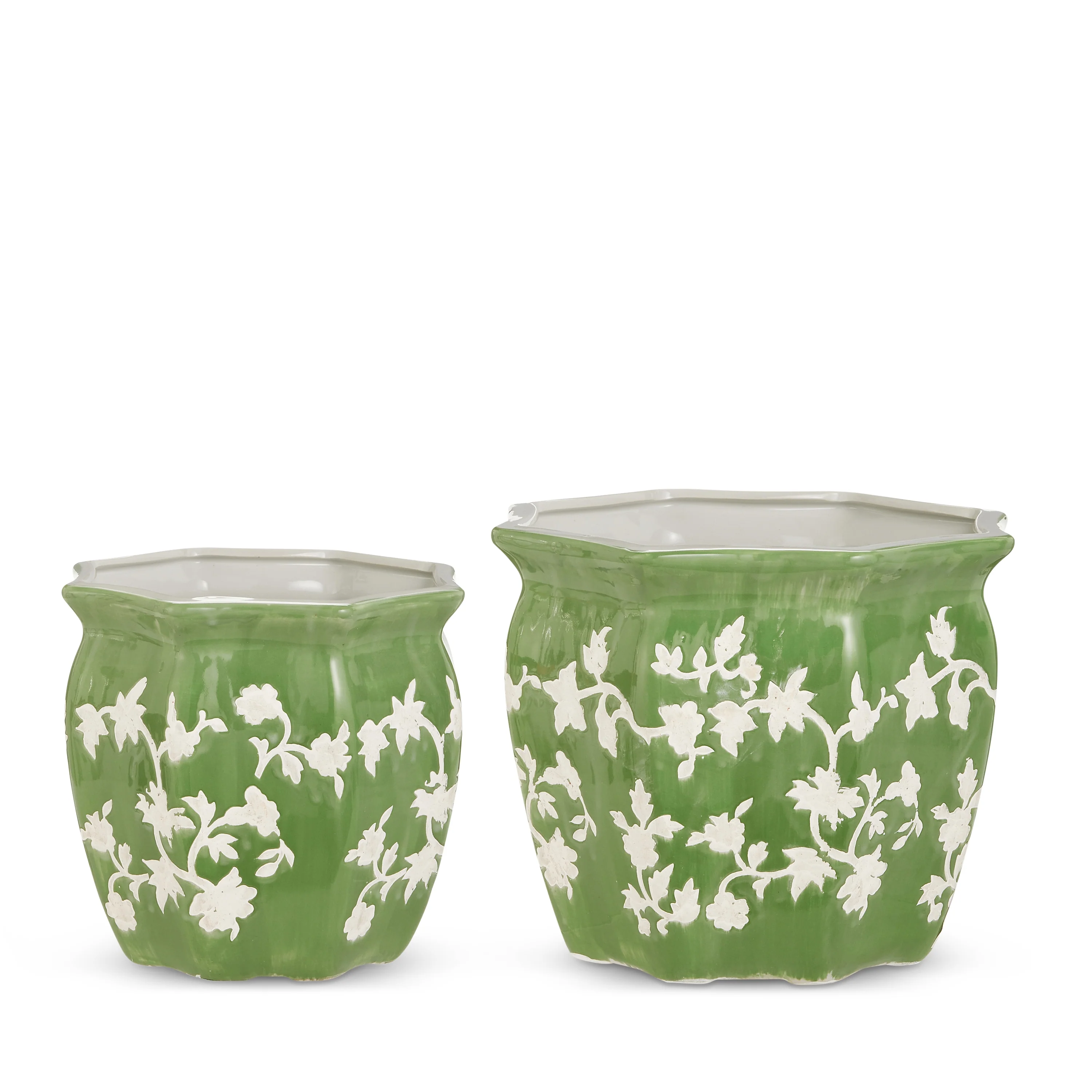 Green Floral Planter - Sold Individually