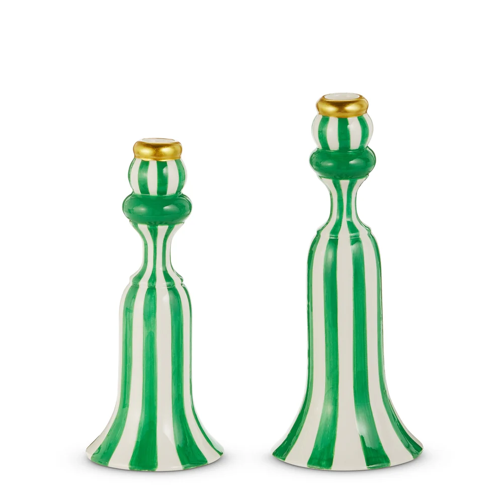 Green Stripe Candlesticks - Sold Individually