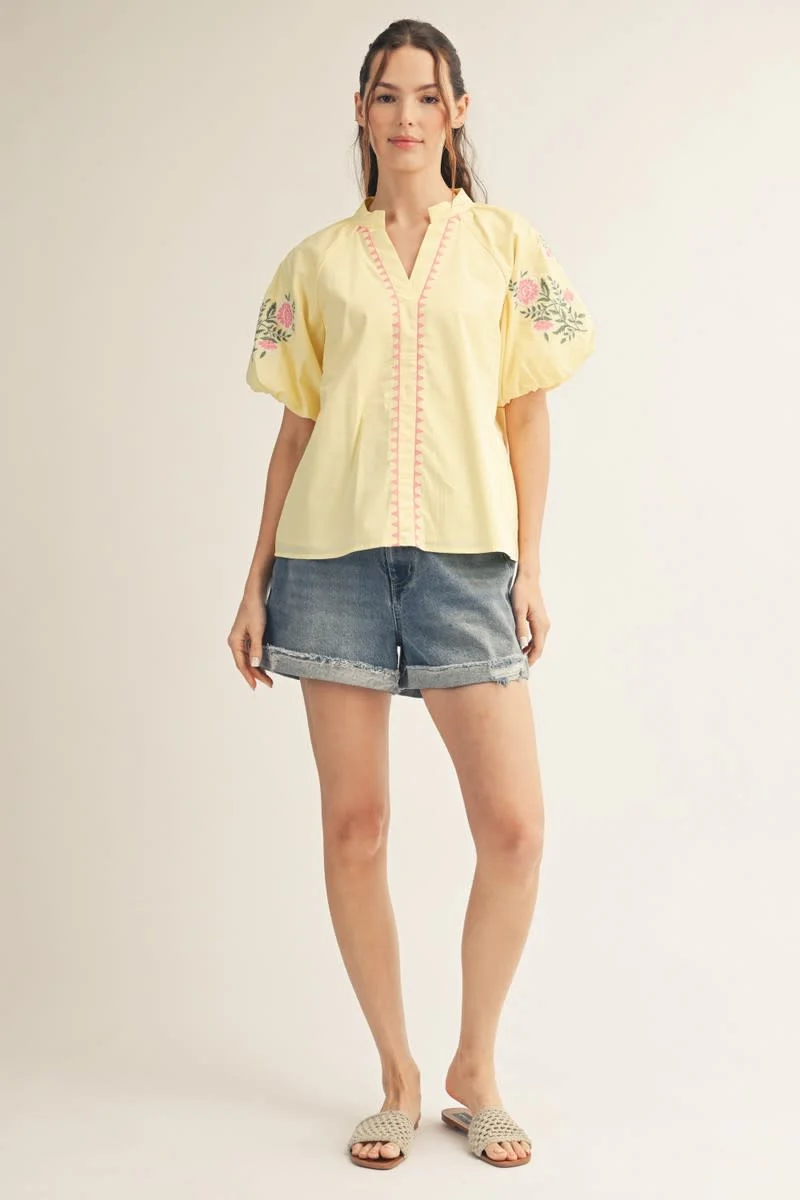 Hailey Short Puff Sleeve V Neck