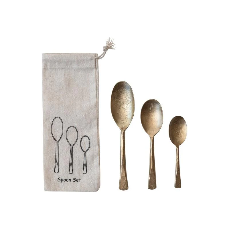 Hand-Forged Iron Spoons In Bag - Sold as Set