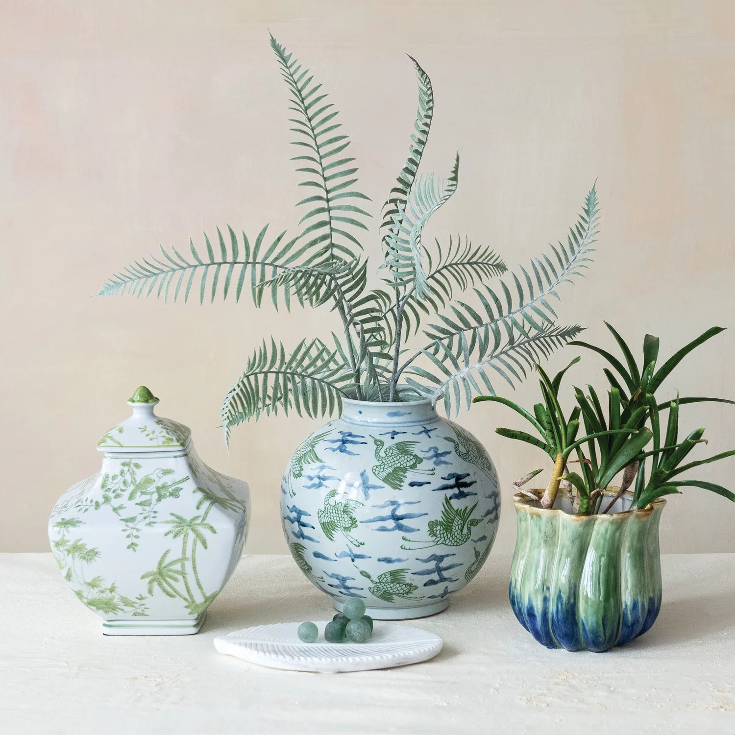 Hand-Painted Ceramic Vase With Crane Pattern - Image 2