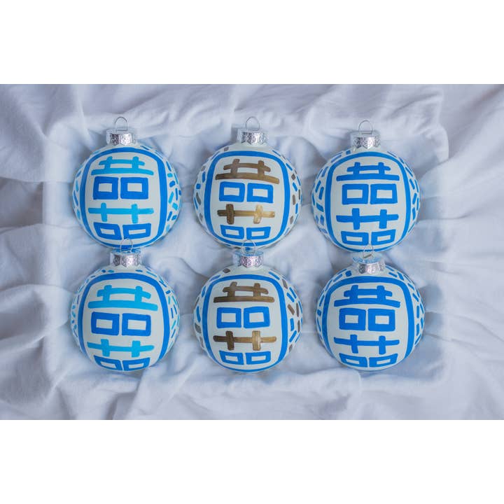HAND PAINTED Ornament - Double Happiness - Sold Individually