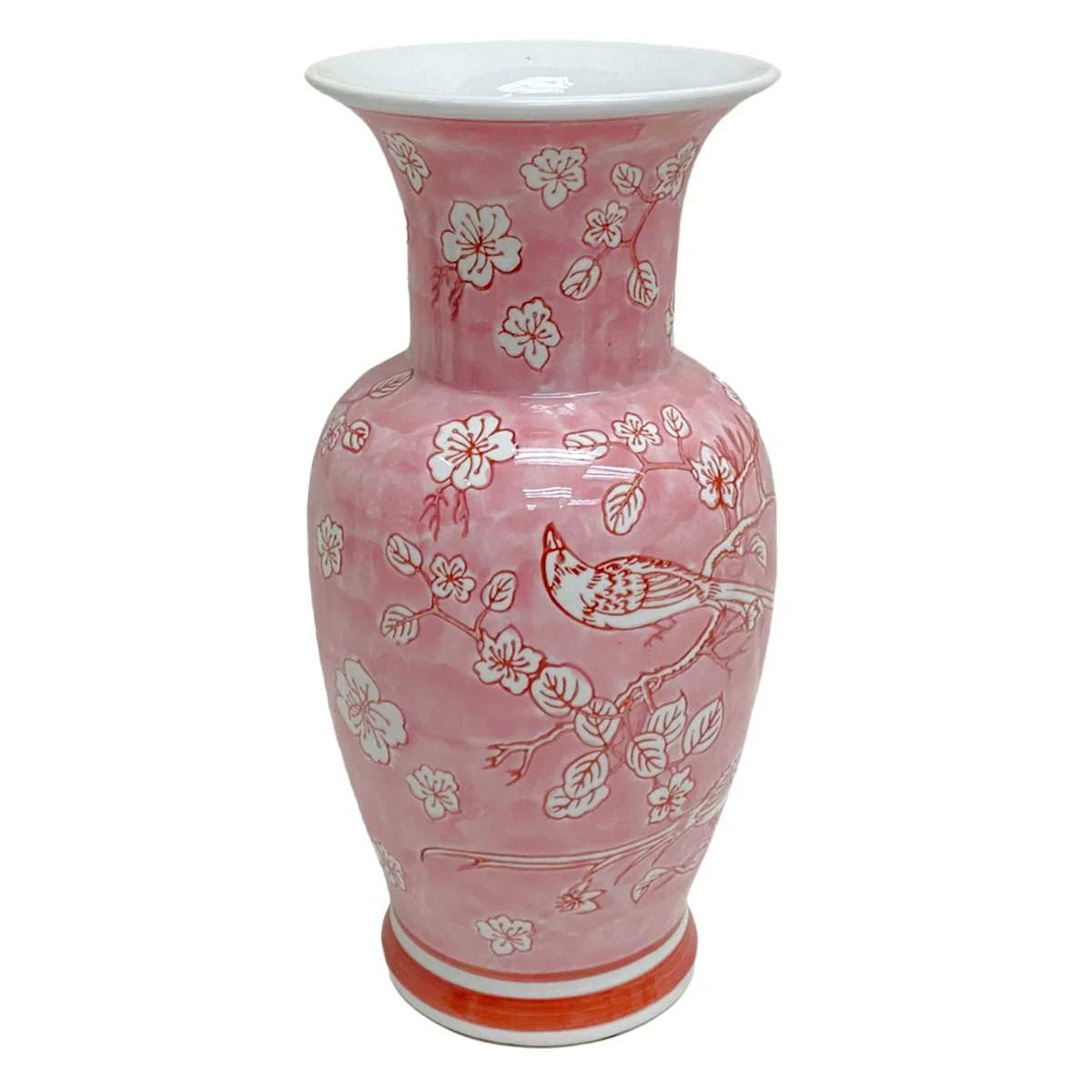 Hand-Painted Pink Chinoiserie Vases/Jar - Image 2
