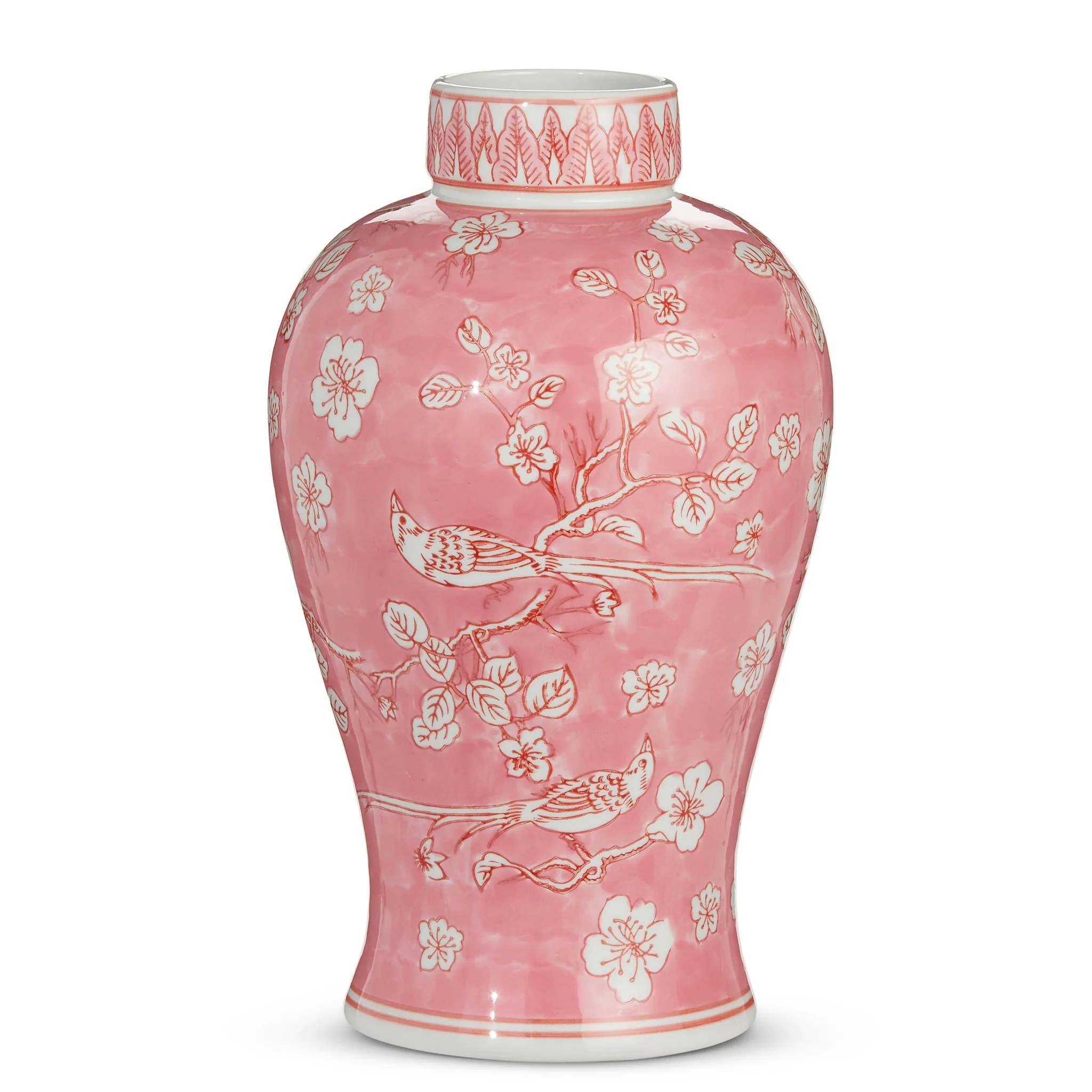 Hand-Painted Pink Chinoiserie Vases/Jar - Image 3