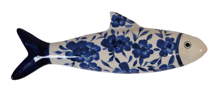 Hand-Painted Stoneware Fish Wall Décor - Image 2