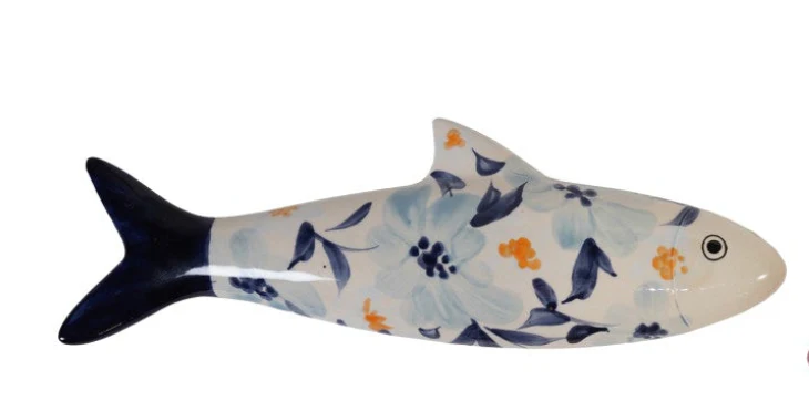 Hand-Painted Stoneware Fish Wall Décor - Image 5