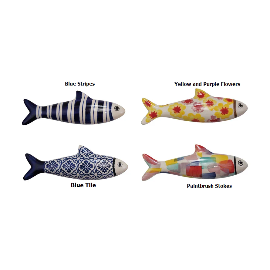 Hand-Painted Stoneware Fish Wall Décor - Sold Individually