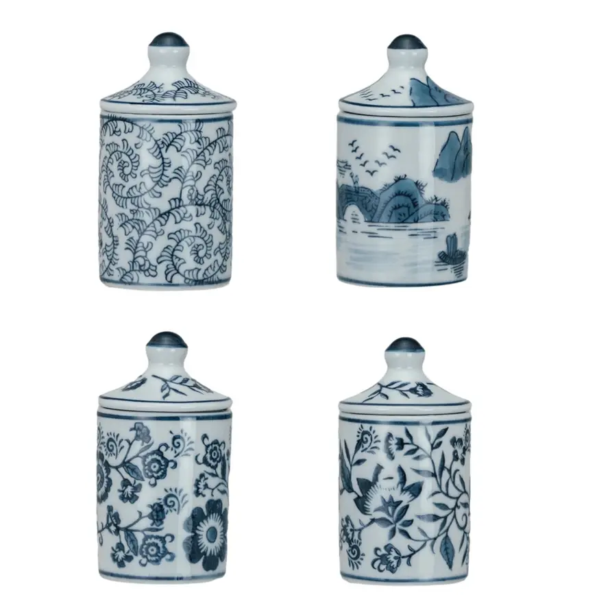 Hand-Painted Stoneware Spice Jar w/ Pattern - Sold Individually