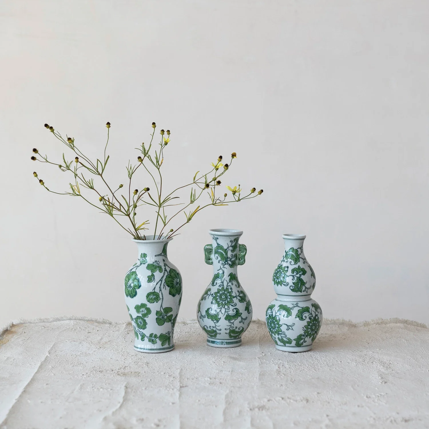 Hand-Painted Stoneware Vase with Floral Design - Sold Individually - Image 2