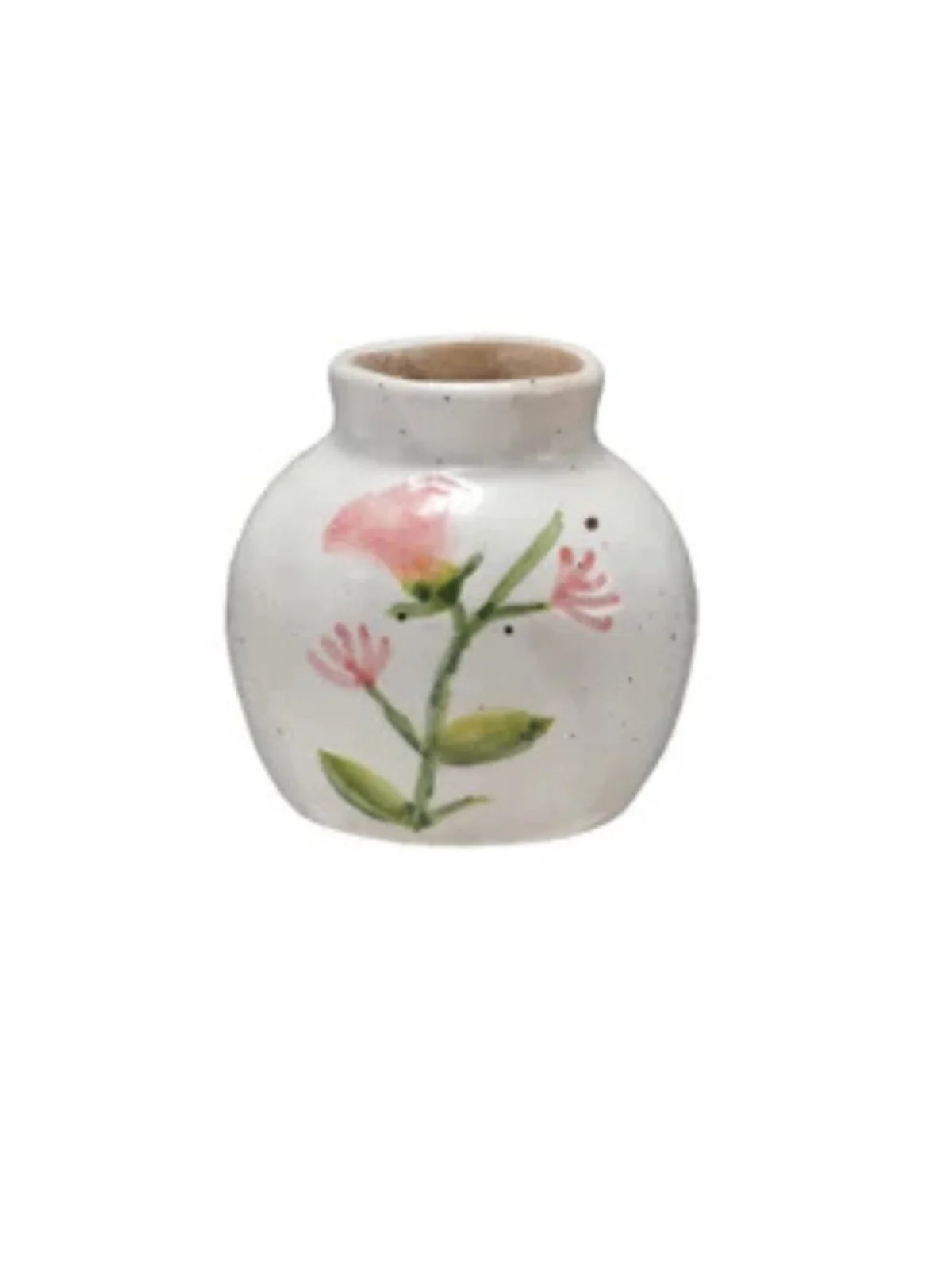 Hand-Painted Stoneware Vase with Flower - Sold Individually - Image 5