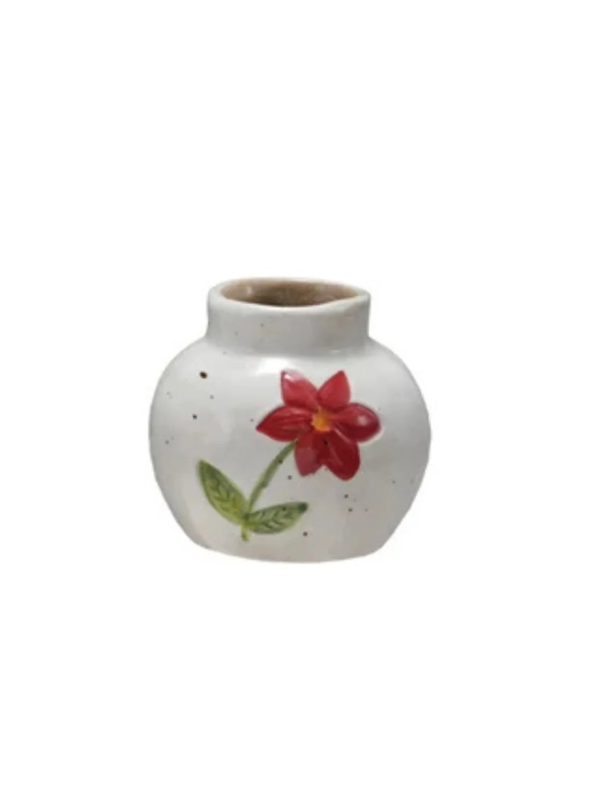 Hand-Painted Stoneware Vase with Flower - Sold Individually - Image 6