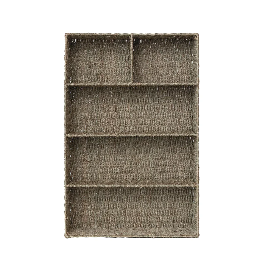 Hand-Woven Seagrass Basket with 5 Sections, Natural