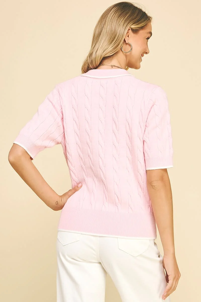 Hannah Basic Collar Cable Knit Sweater - Image 3