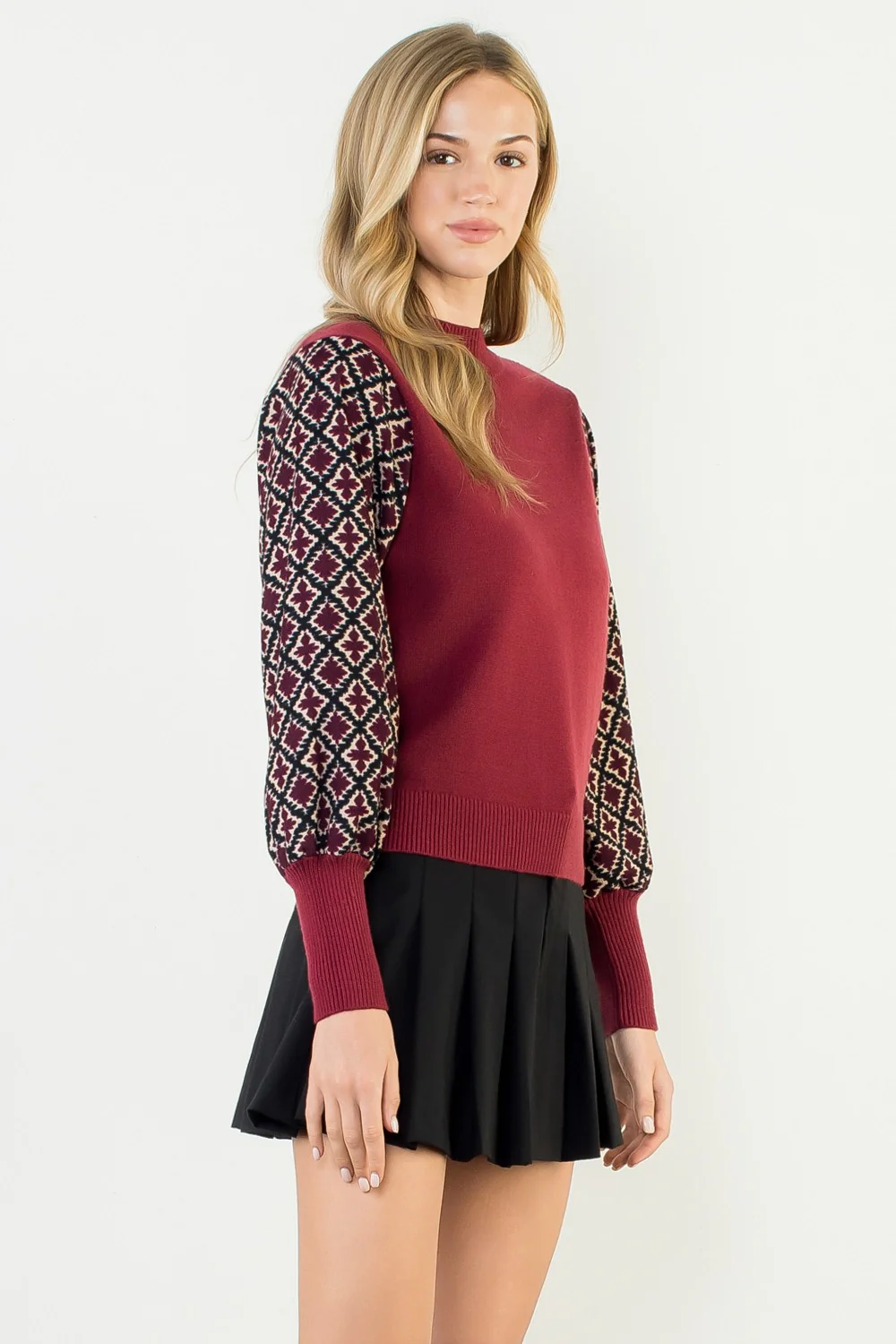 Hannah Mixed Media Knit Top - Image 2