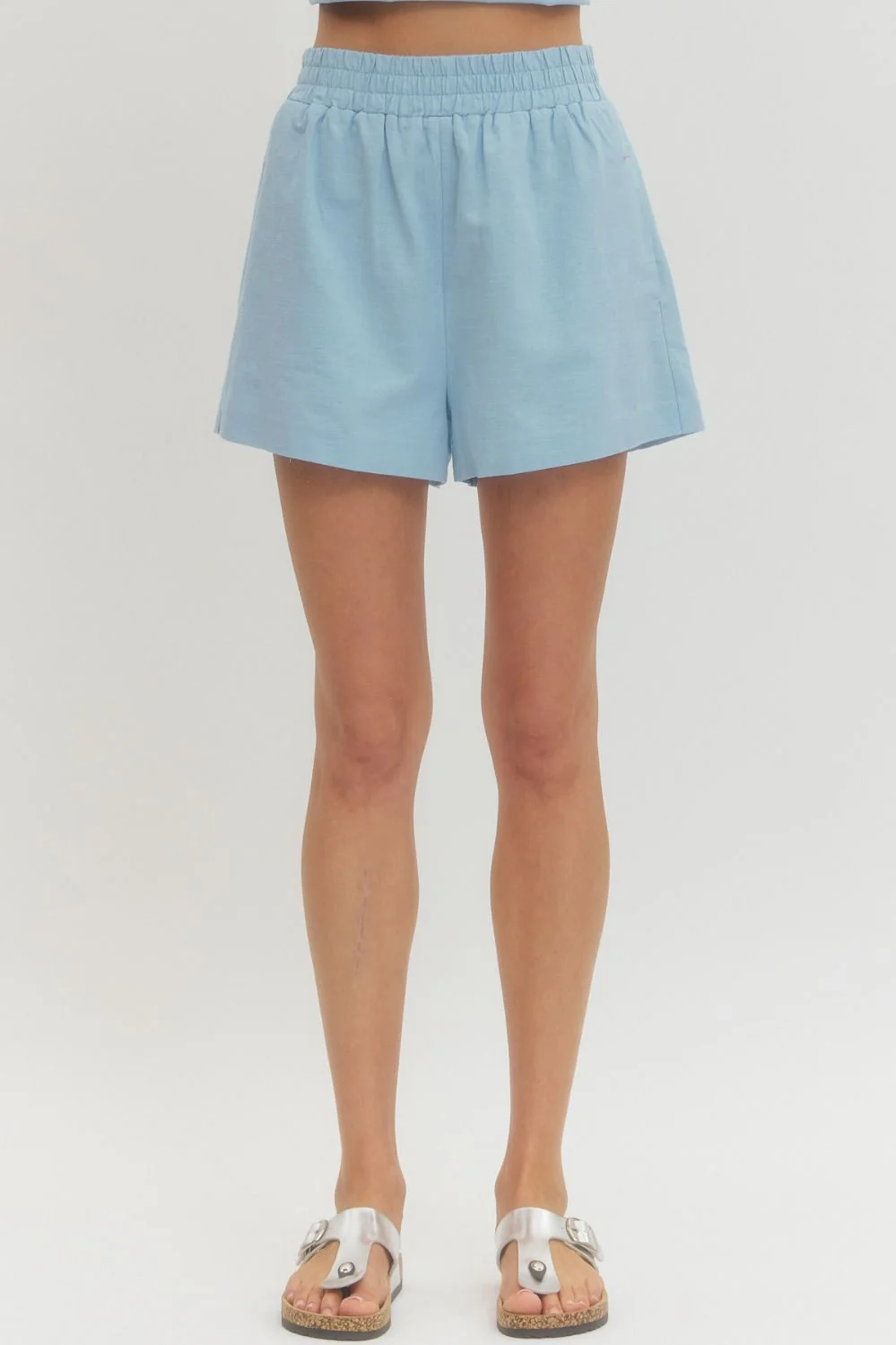 Hannah Solid Elastic Waist Shorts - Image 11