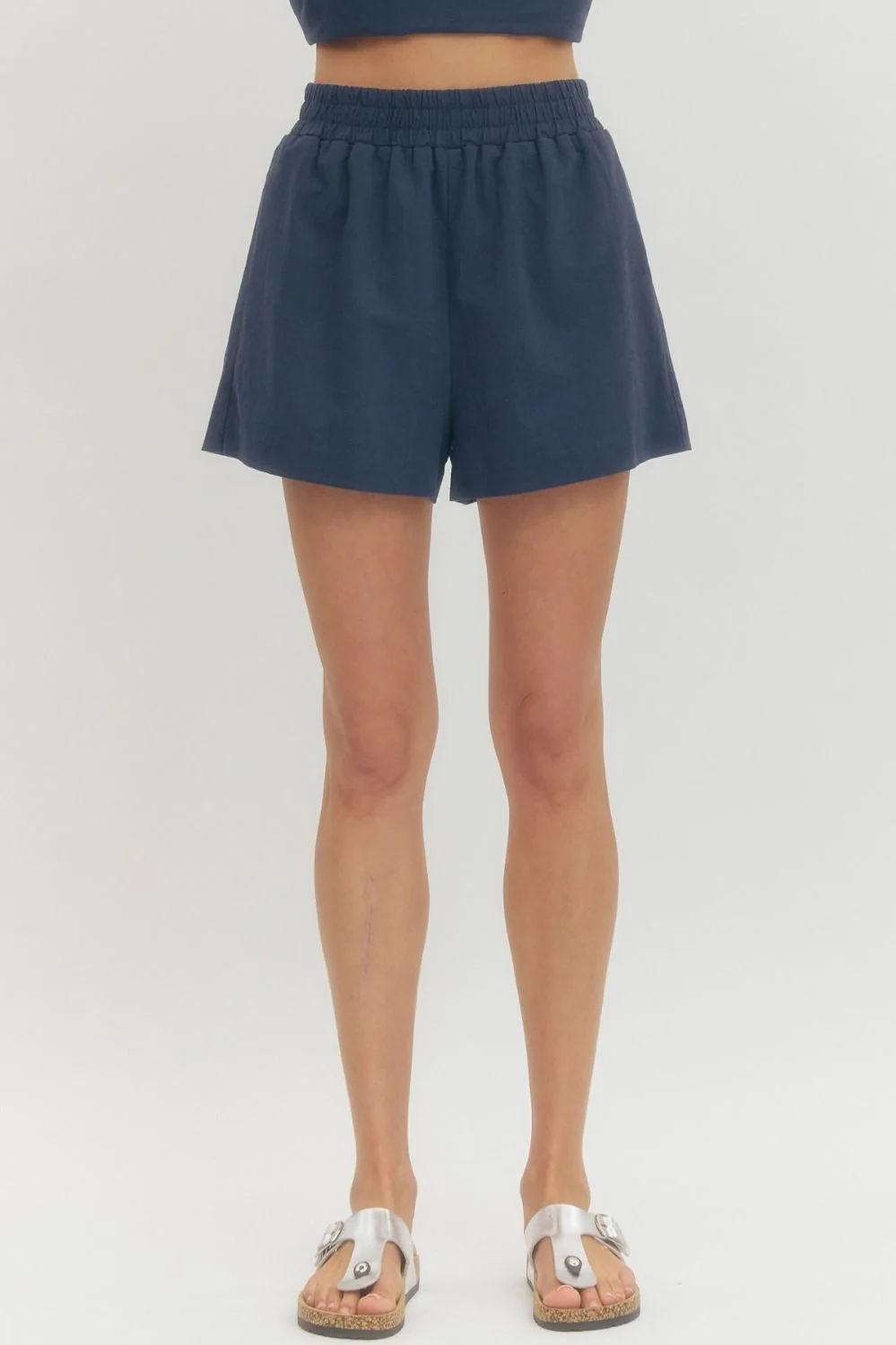 Hannah Solid Elastic Waist Shorts - Image 14