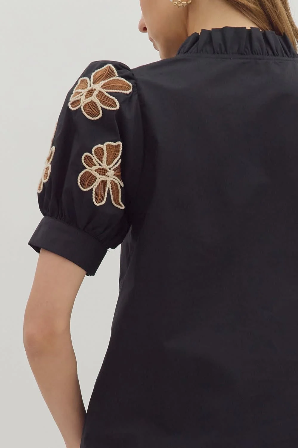 Hazel Solid Ruffle Accent V-Neck Top - Image 5