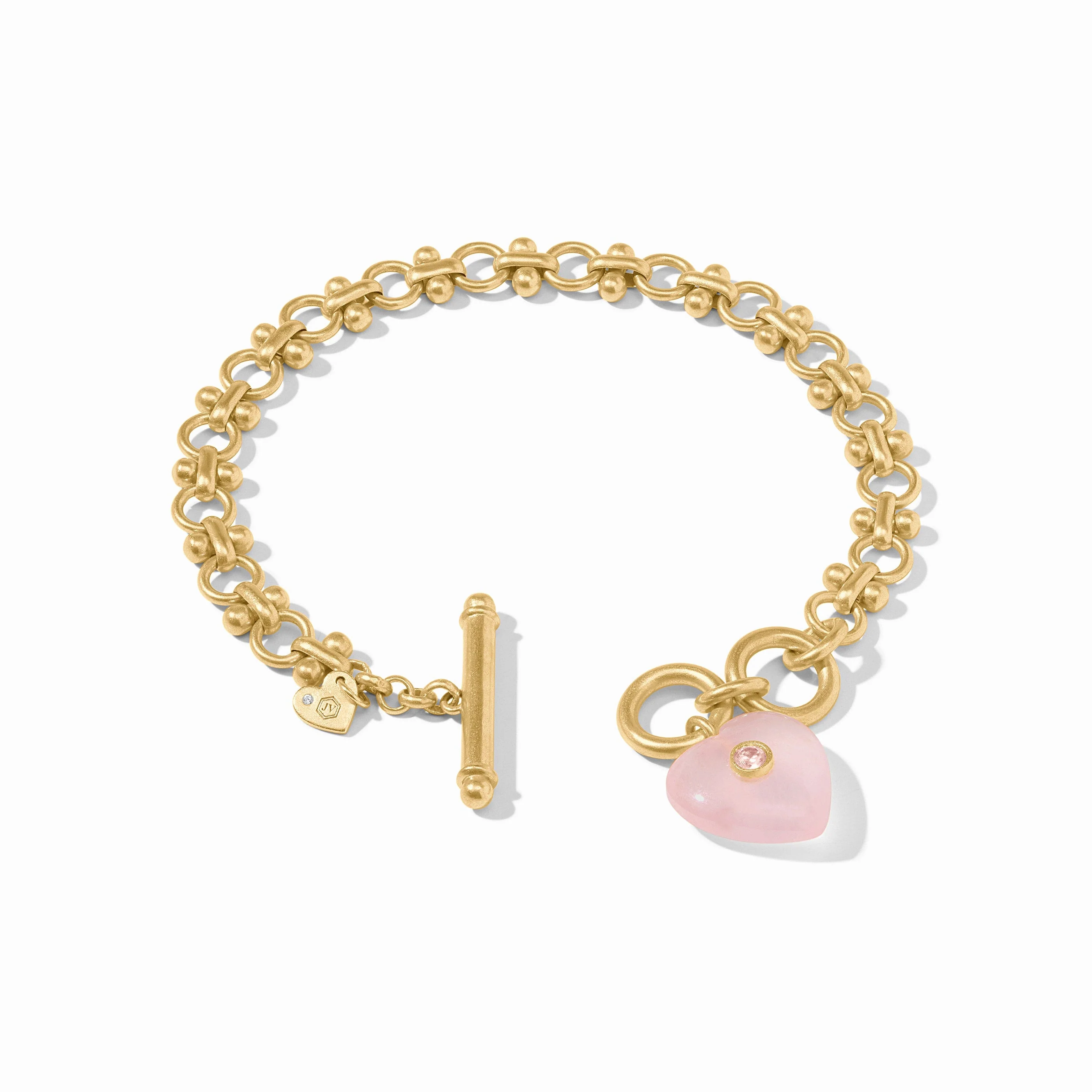 Heart Link Bracelet Pink Quartz