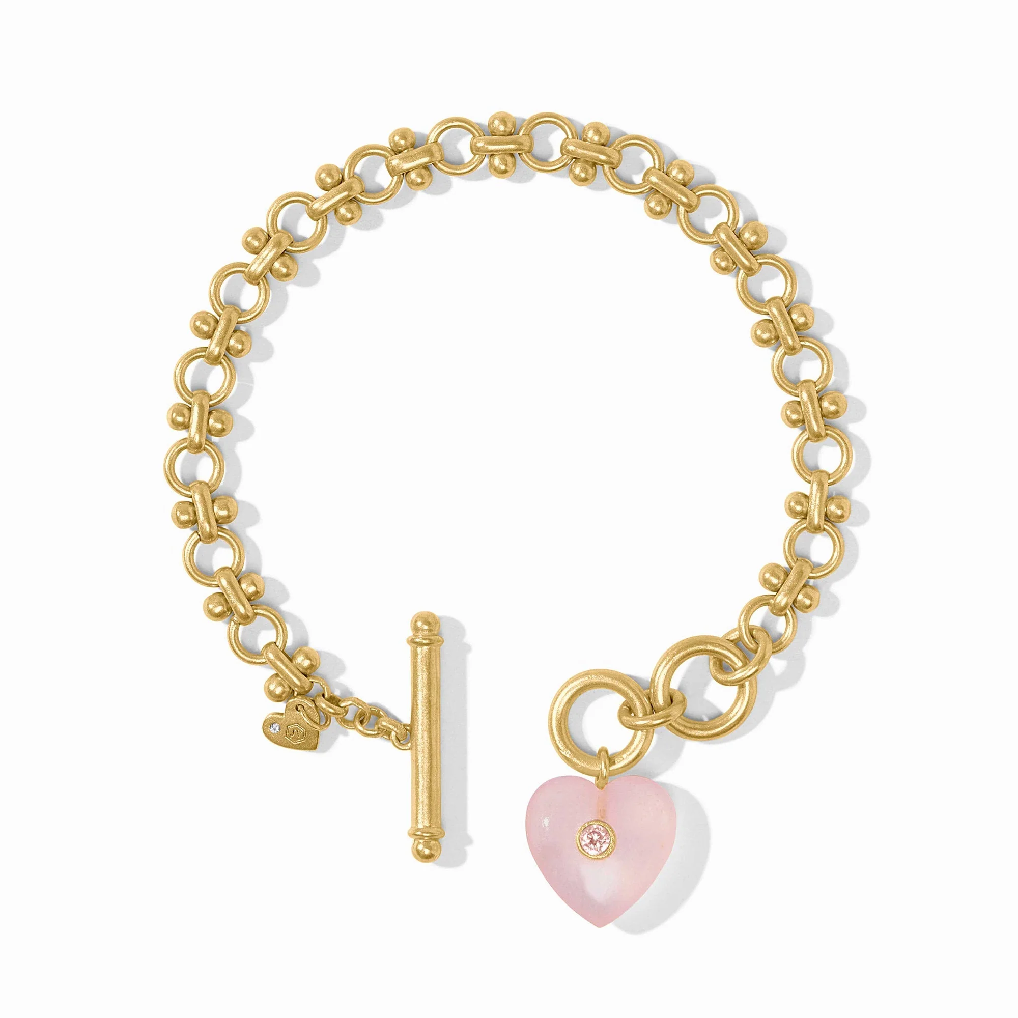 Heart Link Bracelet Pink Quartz - Image 2