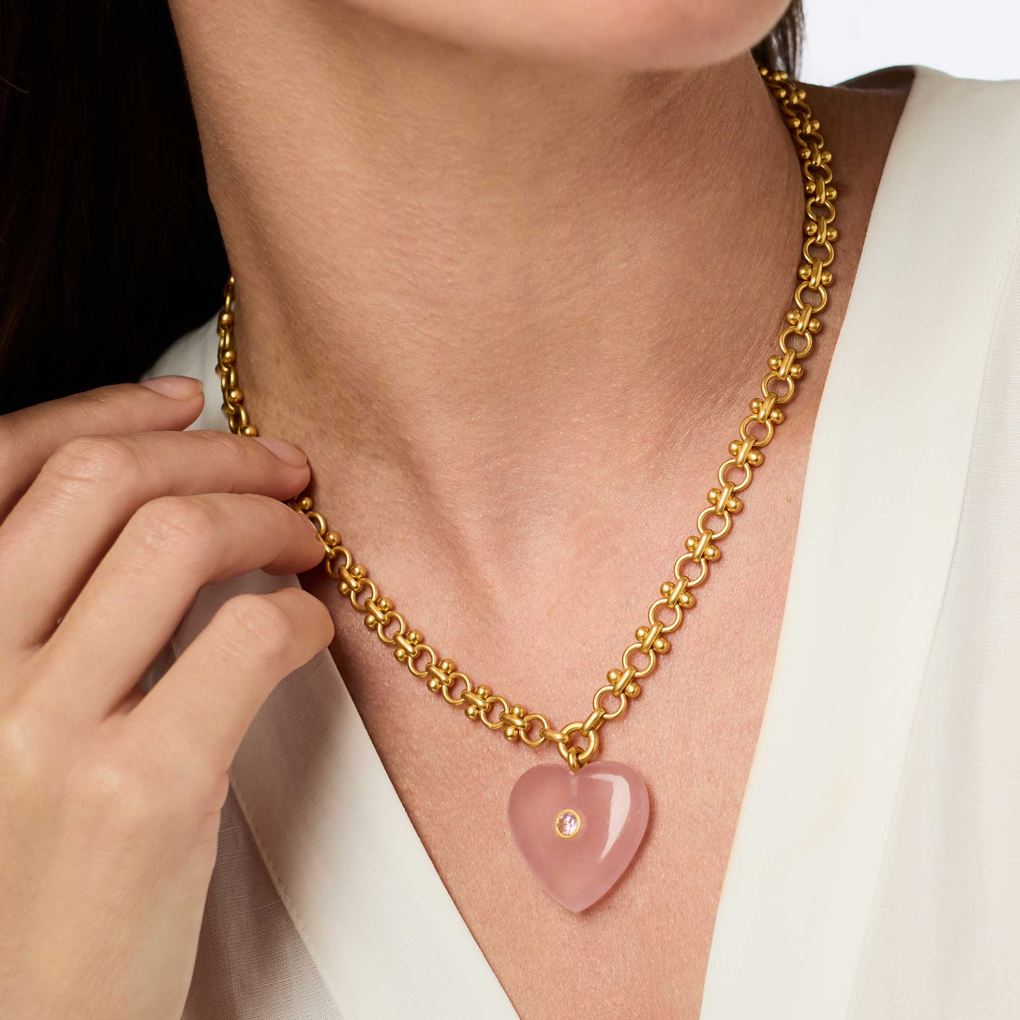 Heart Necklace Pink Quartz - Image 3