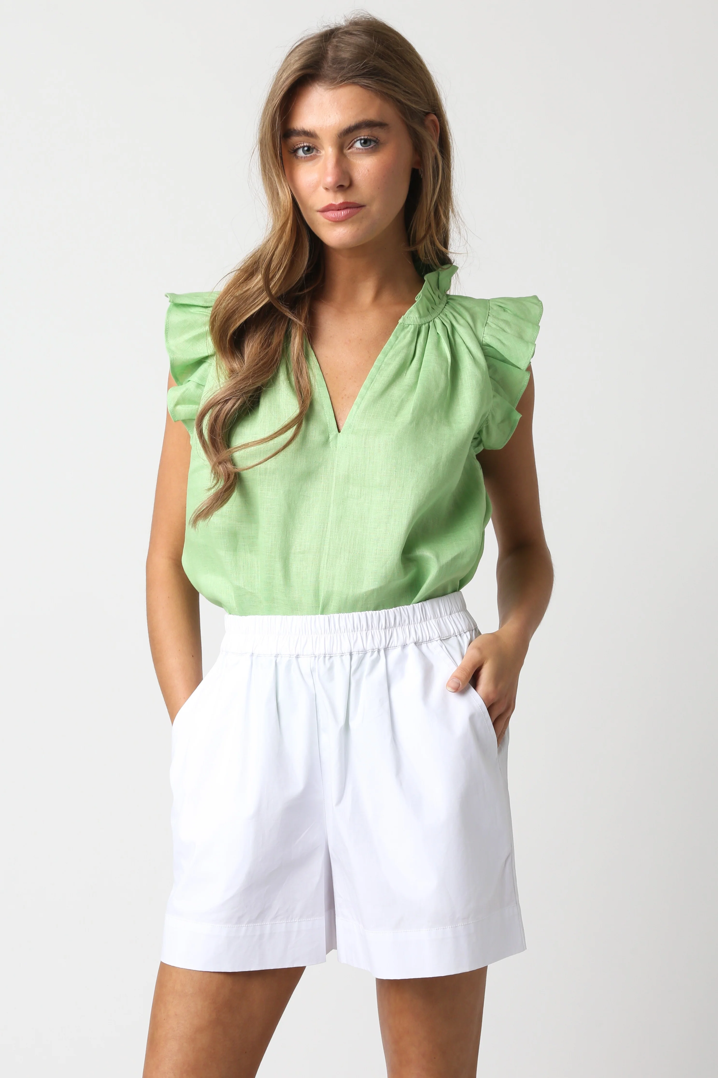Heidi Linen Ruffle Blouse
