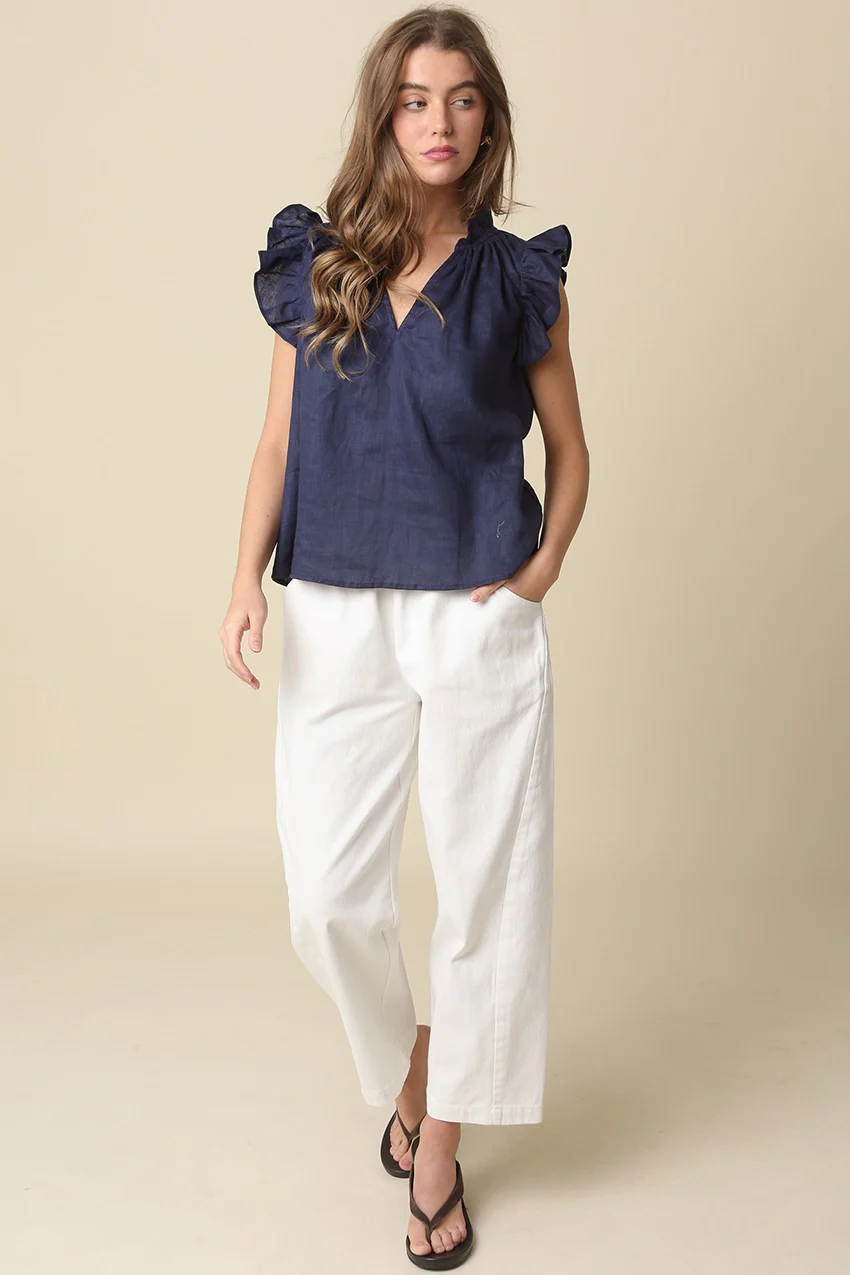 Heidi Linen Ruffle Blouse - Image 10