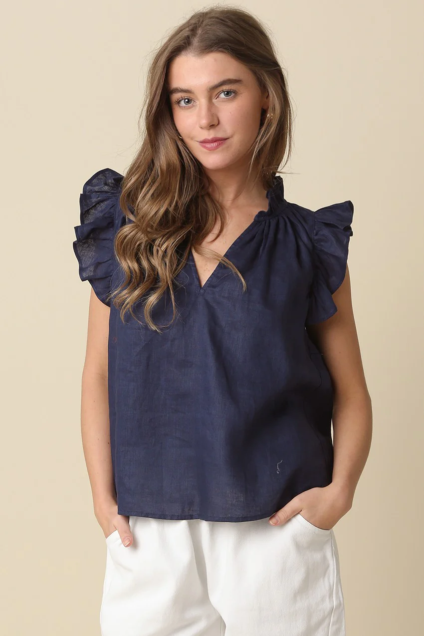 Heidi Linen Ruffle Blouse - Image 11