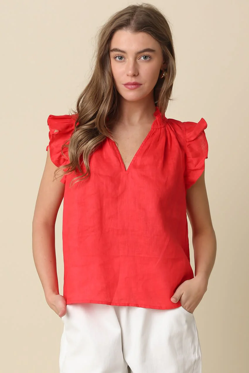 Heidi Linen Ruffle Blouse - Image 13
