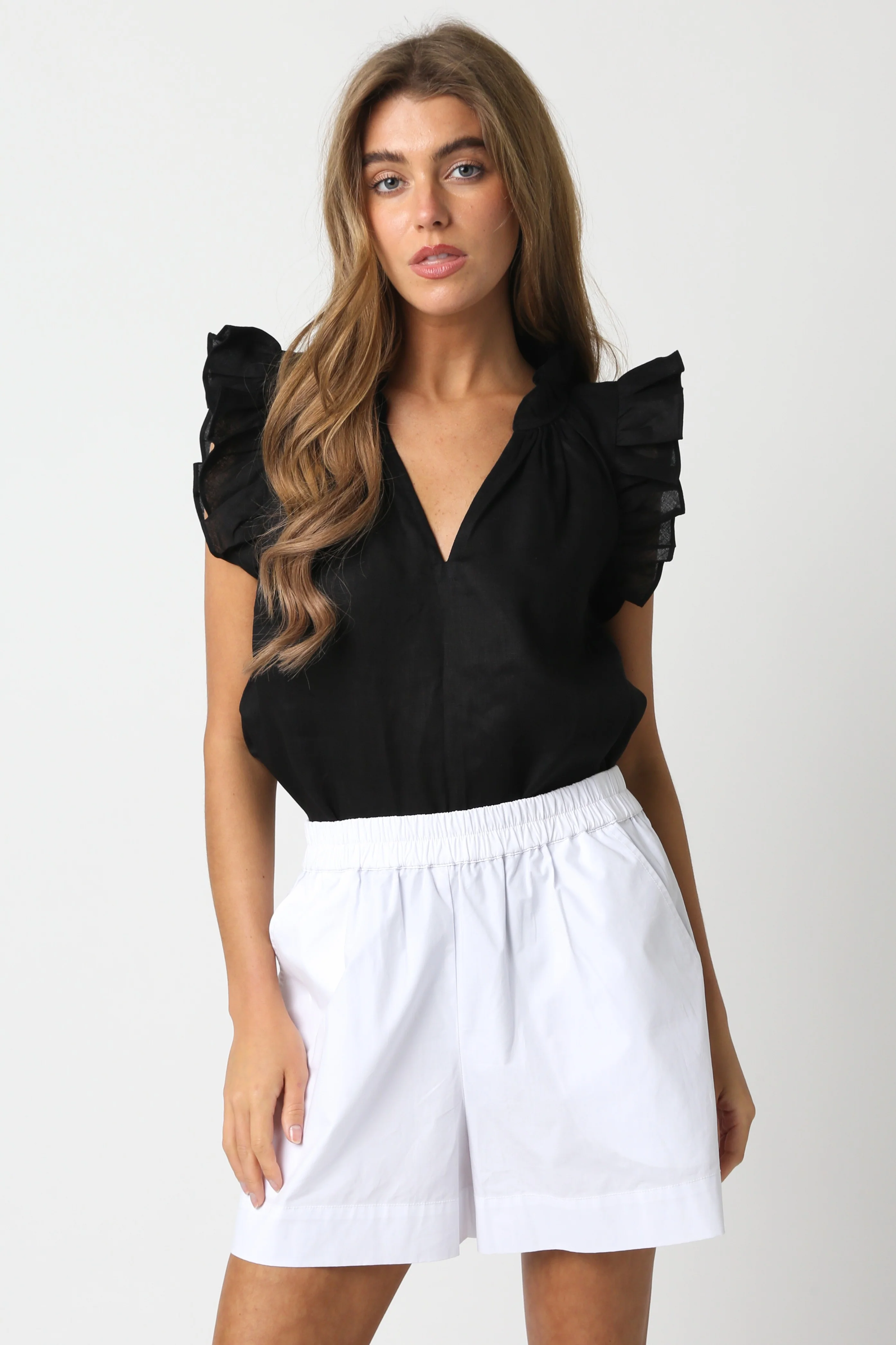 Heidi Linen Ruffle Blouse - Image 2