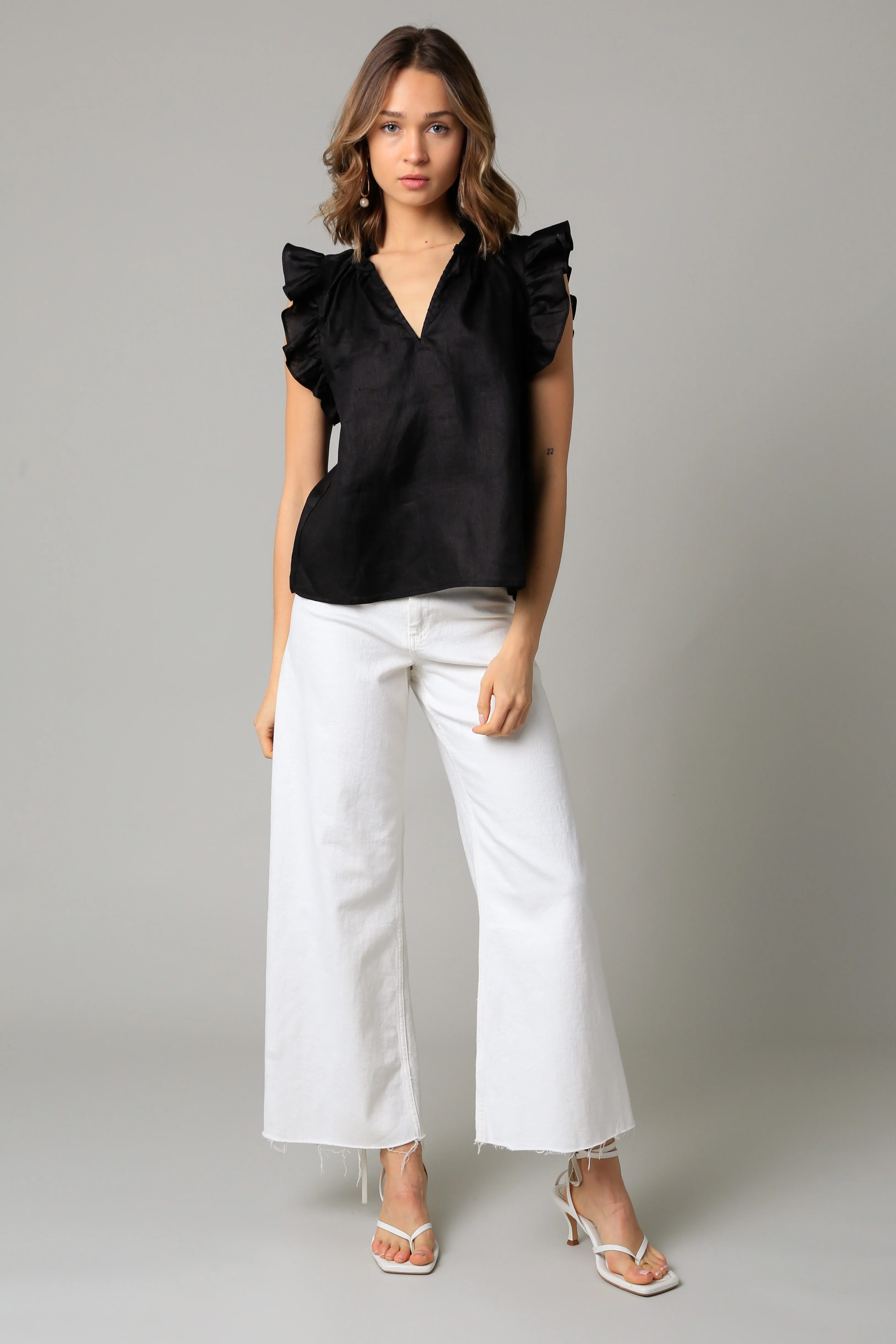 Heidi Linen Ruffle Blouse - Image 7