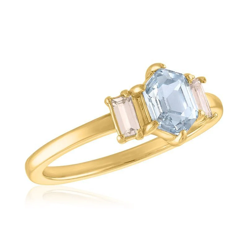 Hexagon Step Cut Gold Layers Ring - Image 3