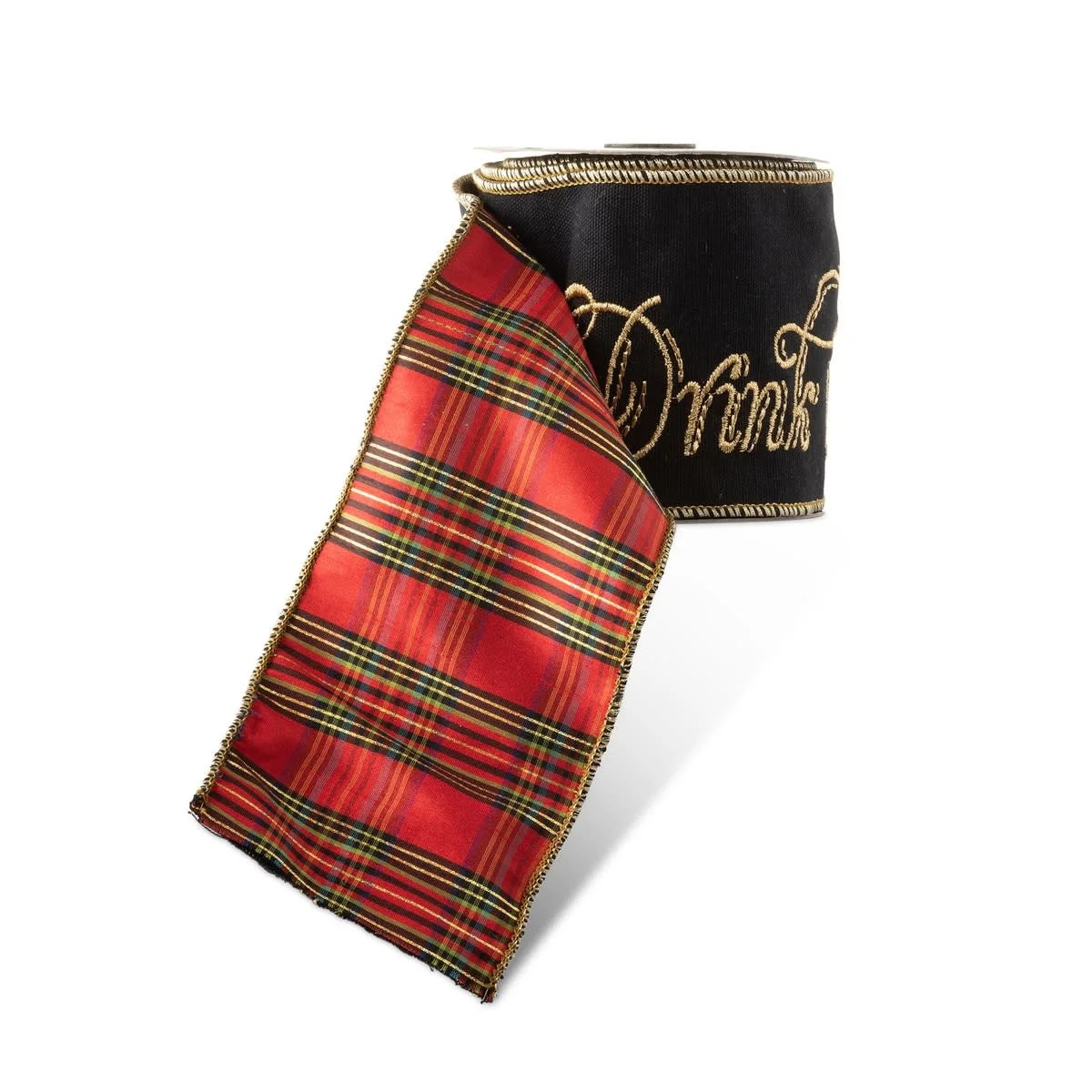 Holiday Script Velvet and Taffeta Plaid Ribbon - Image 2