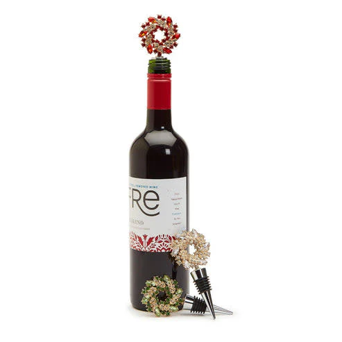 Holiday Wreath Jeweled Bottle Stoppers - Image 2