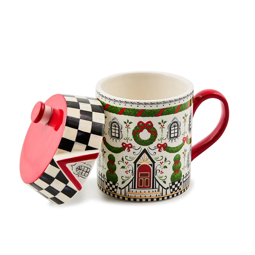 Holly Village Ceramic Lidded Mug - Image 2