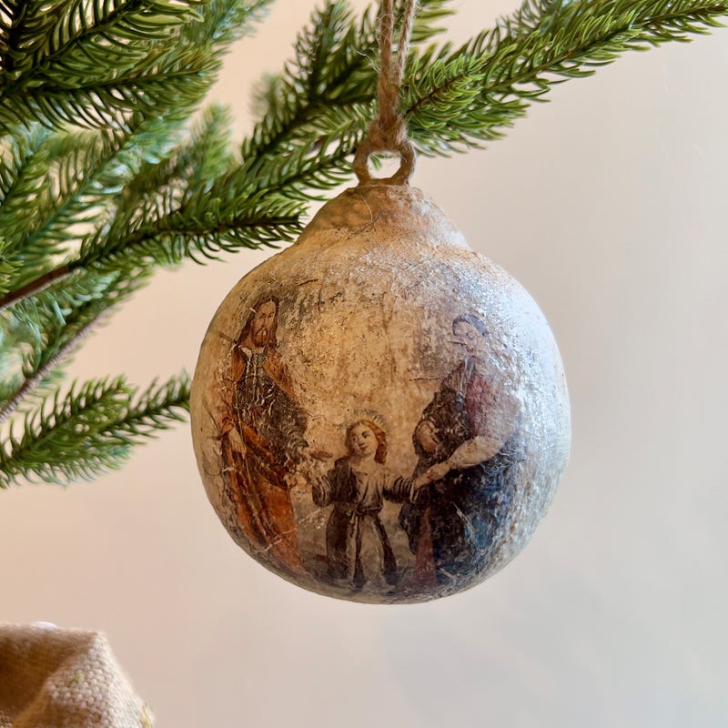 Holy Family Small Metal Ornament, 4"