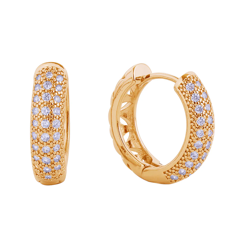 Huggie Hoop CZ Paved Earring - Gold