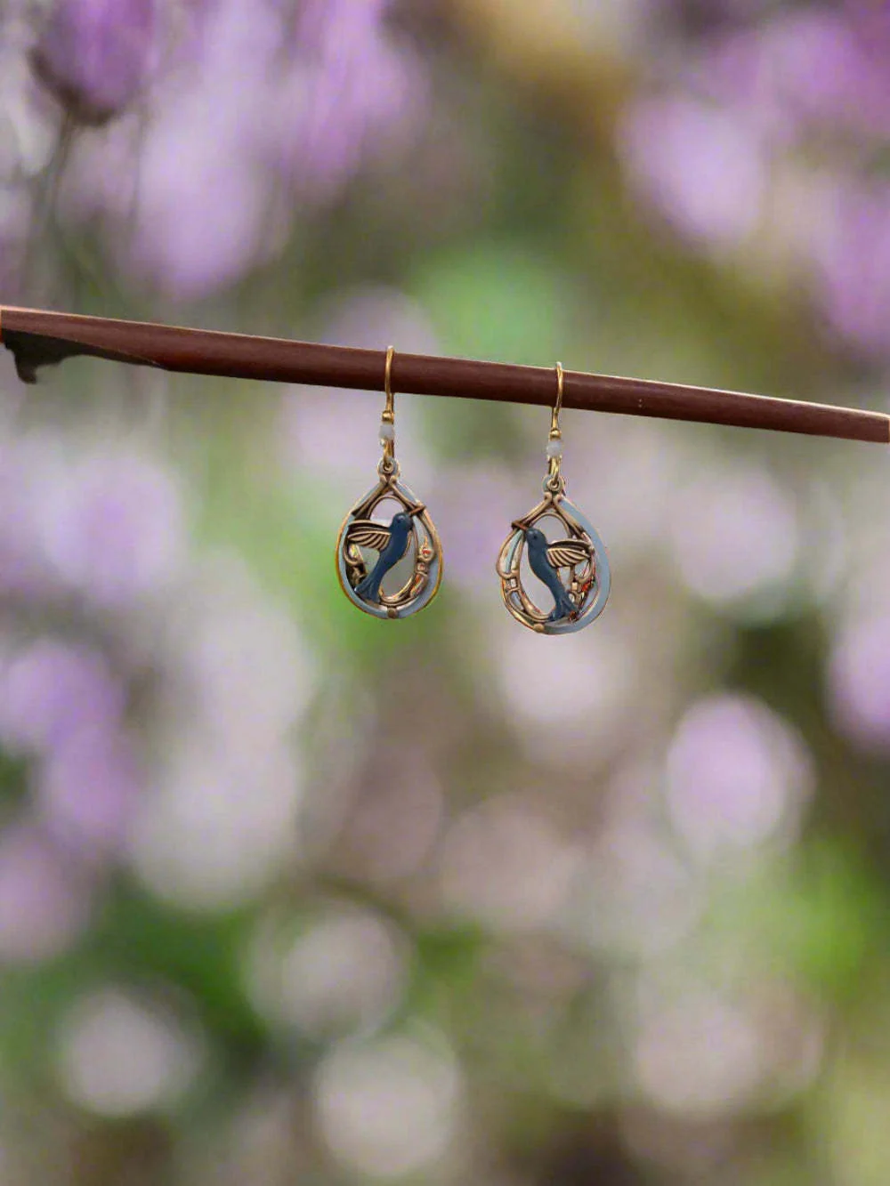 Hummingbird in Tear Earrings
