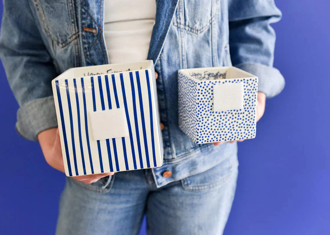 Indigo Skinny Stripe Medium Mini Nesting Cube - Image 2