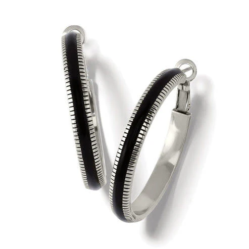Interlok Noir Heirlom Hoop Earrings Silver