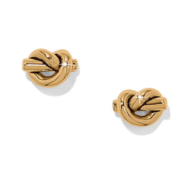 Interlok Single Knot Gold Post Earrings