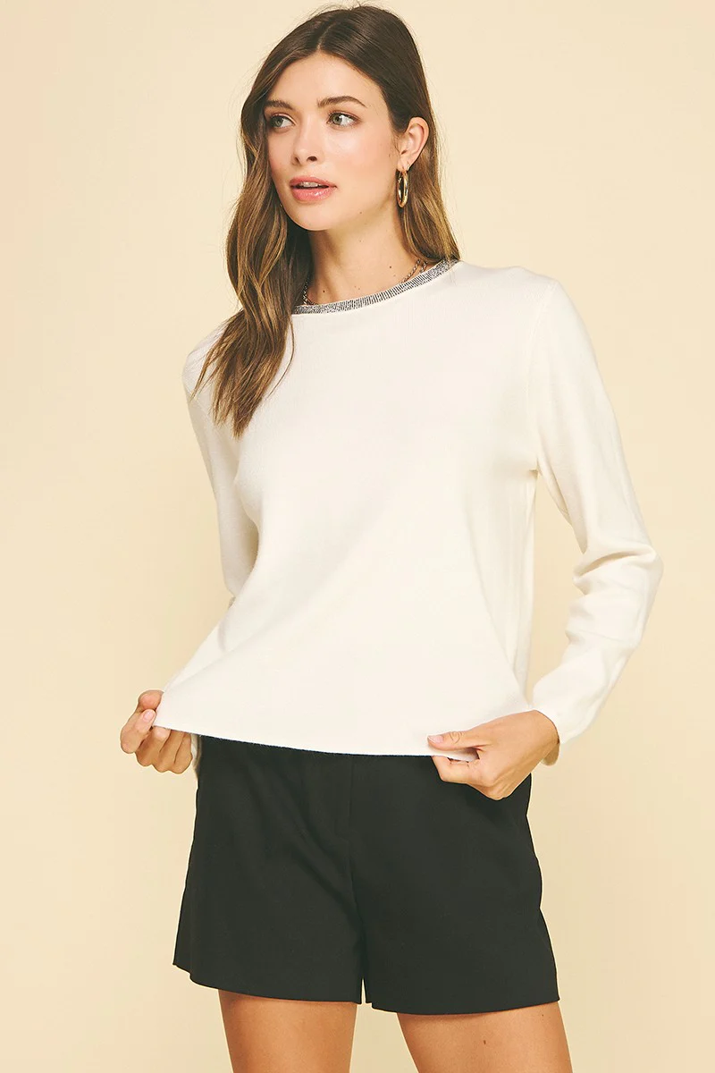 Ivy Jewel Detailed Neck Knit Sweater - Image 3