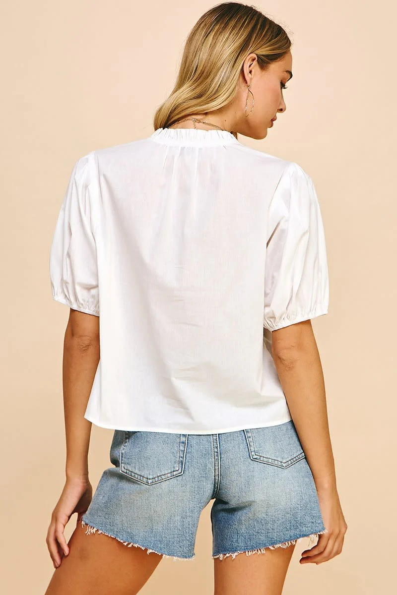 Ivy Short Sleeve V-Neck Woven Top - Image 18